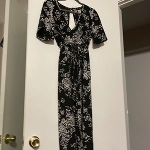 Black floral romper with long skirt